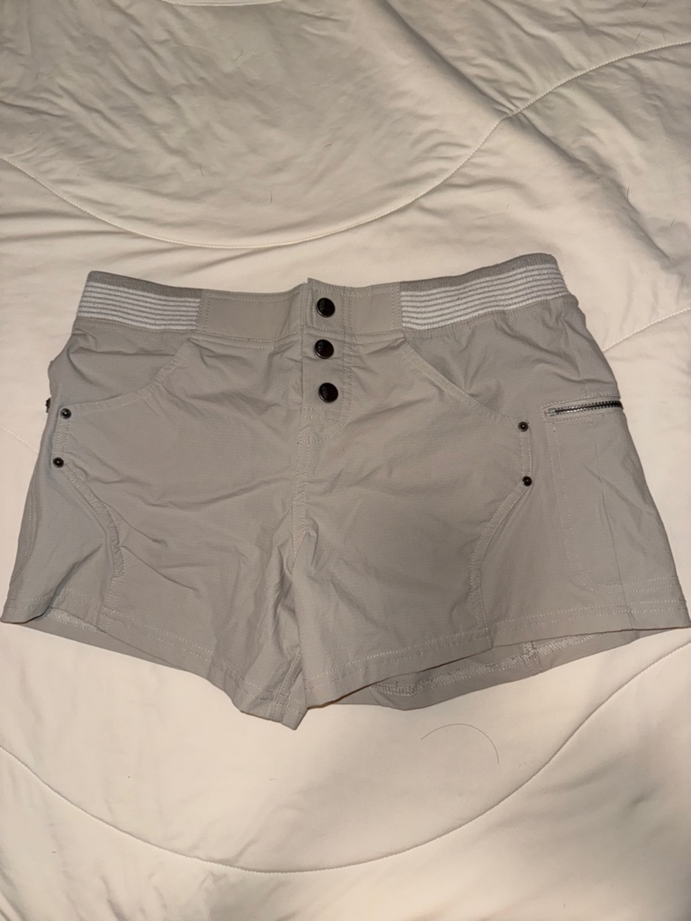 Free People Light Gray High-Waist Button-Front Shorts